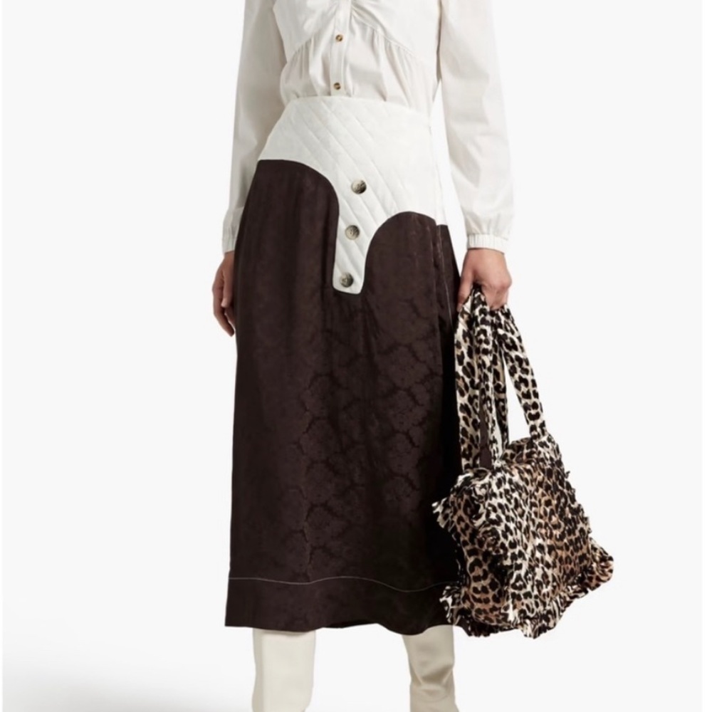 Ganni Quilted and jacquard skirt